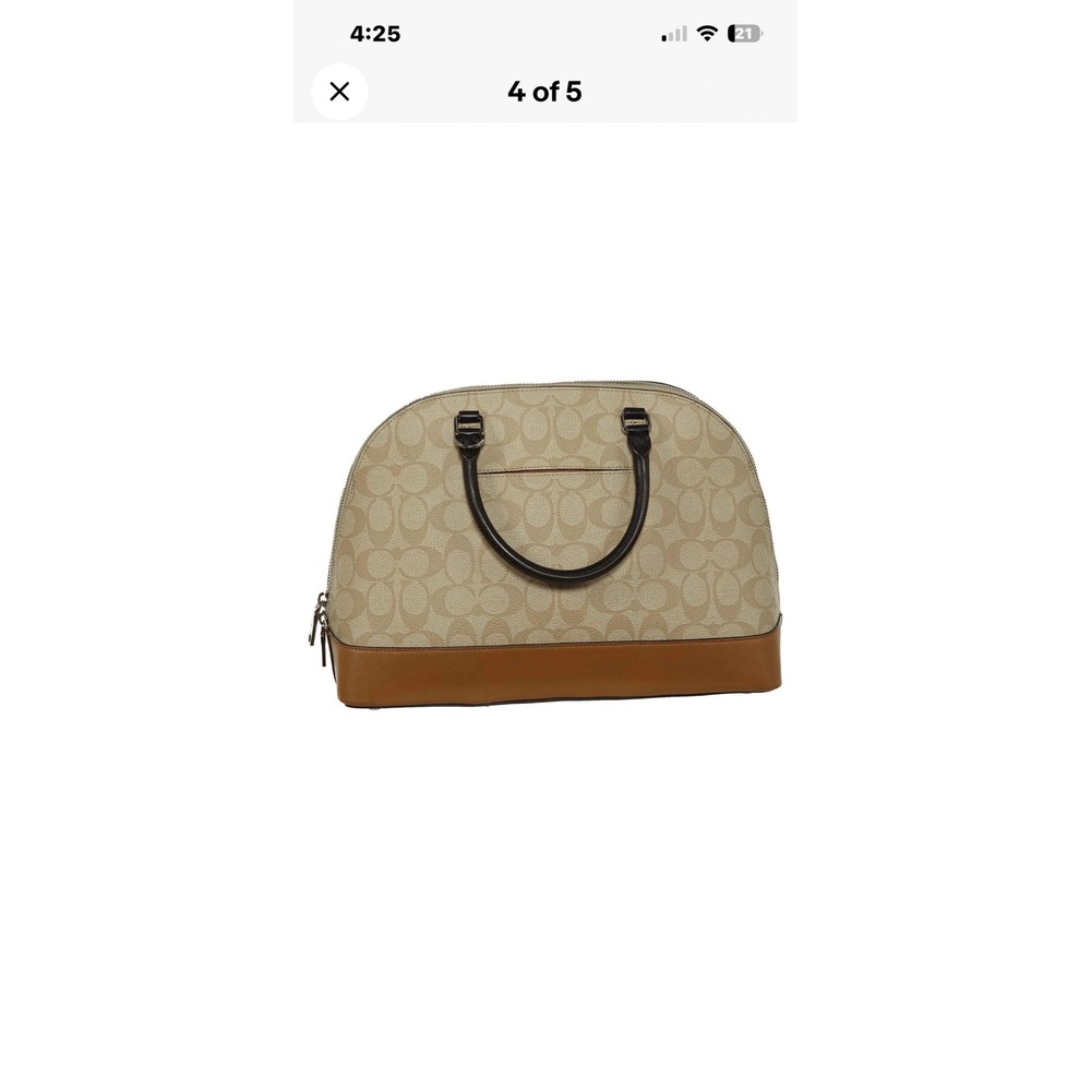 Coach Signature Dome Satchel Handbag Purse Brown Beige Crossgrain Leather - Picture 7 of 7